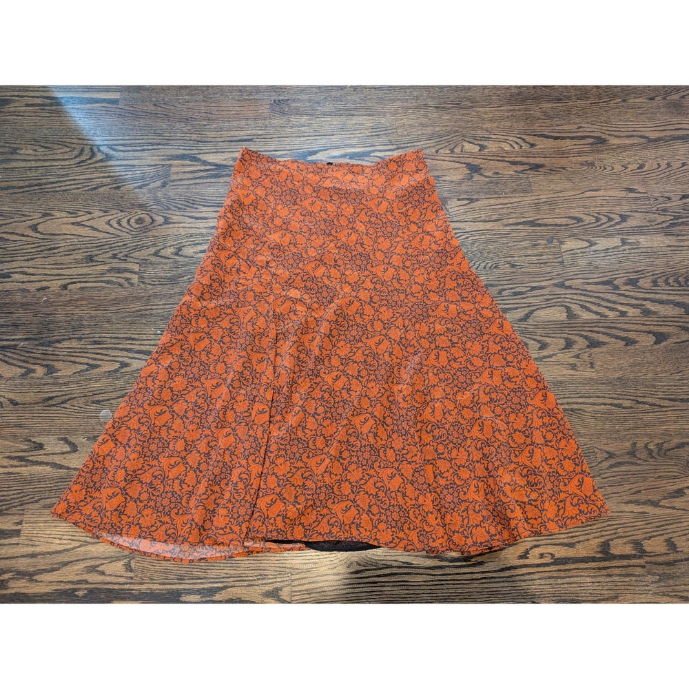 Women's Really Wild Clothing Orange Liberty Paisley Silk Midi Slip Skirt Size 12